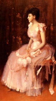 William Merritt Chase : Portrait Of A Lady In Pink